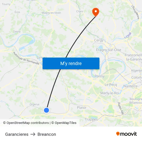 Garancieres to Breancon map
