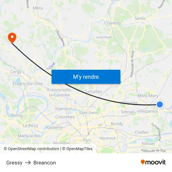 Gressy to Breancon map