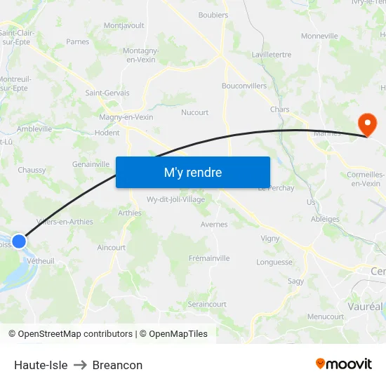 Haute-Isle to Breancon map