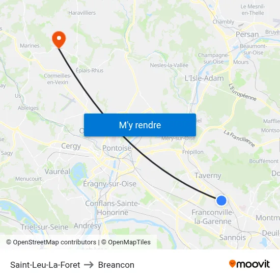 Saint-Leu-La-Foret to Breancon map