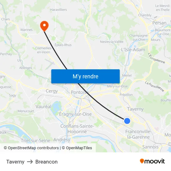 Taverny to Breancon map