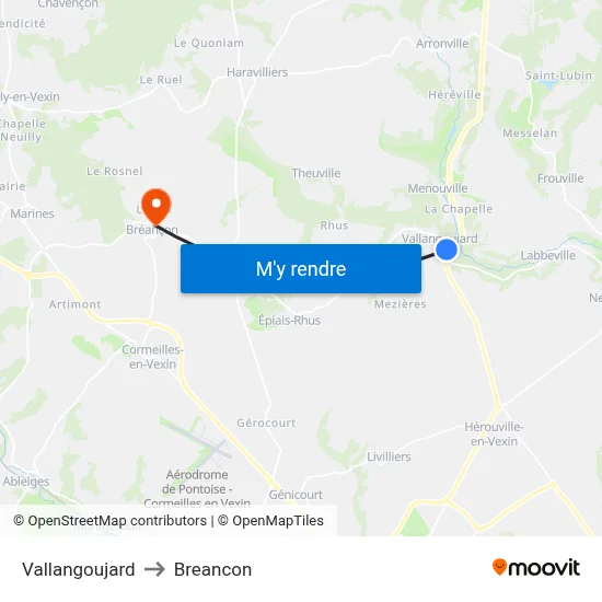 Vallangoujard to Breancon map