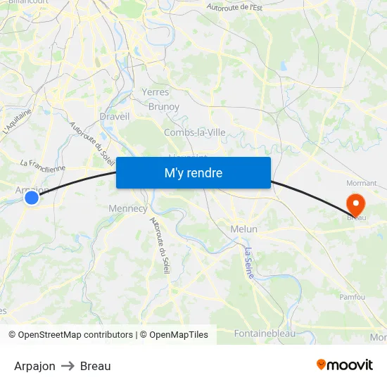 Arpajon to Breau map
