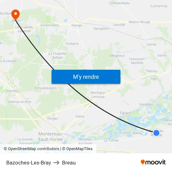 Bazoches-Les-Bray to Breau map