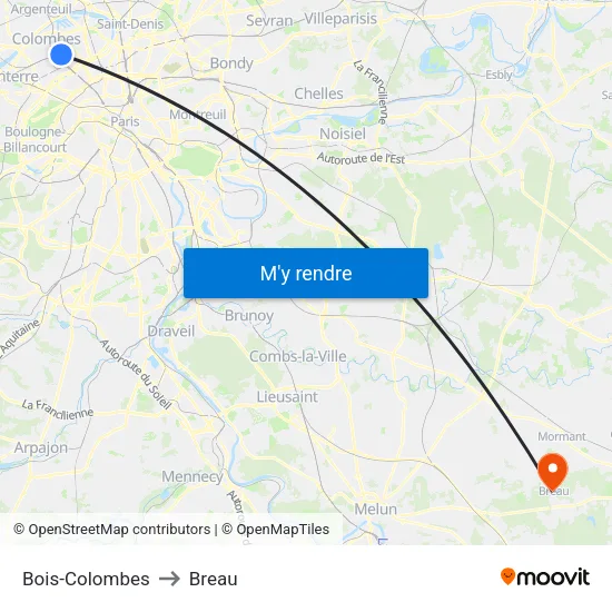 Bois-Colombes to Breau map