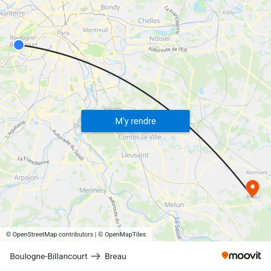 Boulogne-Billancourt to Breau map