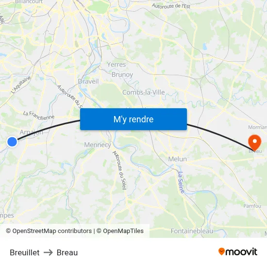 Breuillet to Breau map