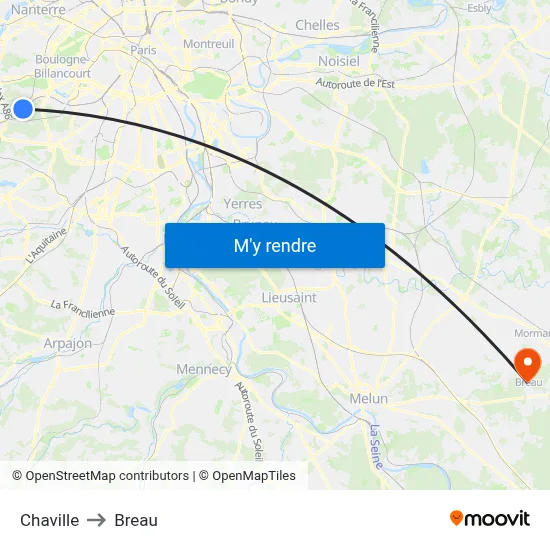 Chaville to Breau map