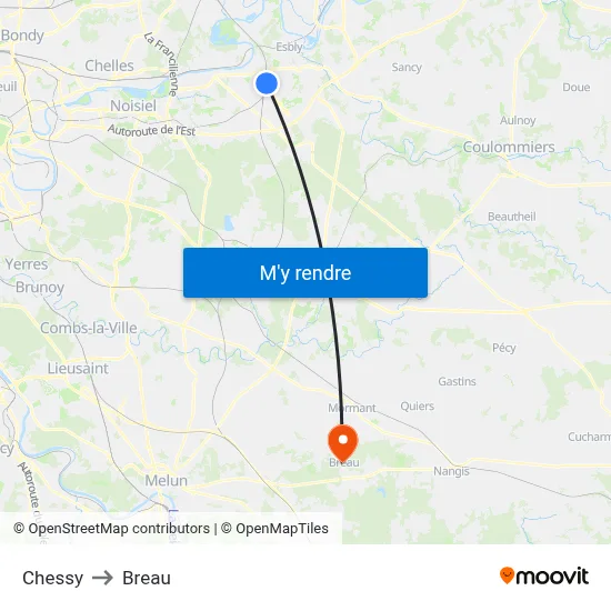 Chessy to Breau map
