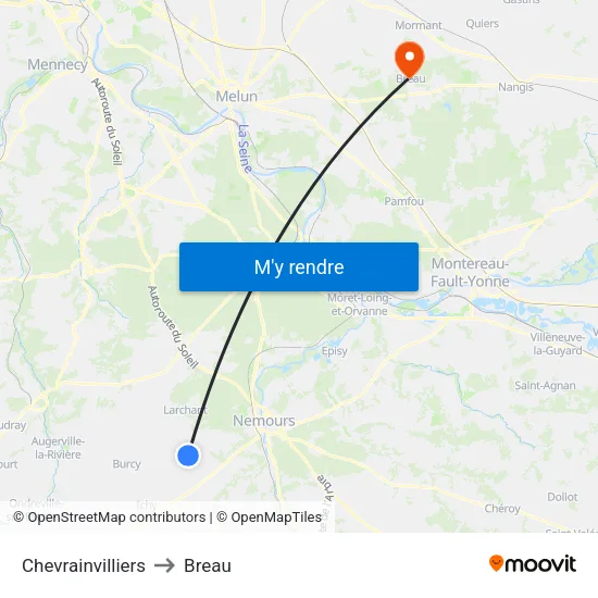 Chevrainvilliers to Breau map