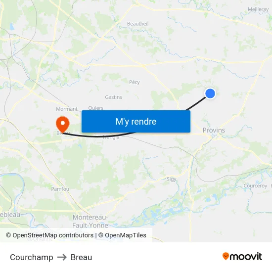 Courchamp to Breau map