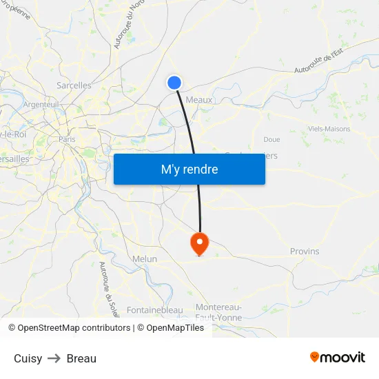 Cuisy to Breau map