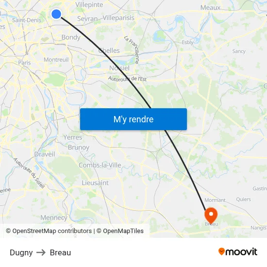 Dugny to Breau map