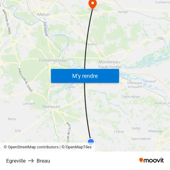 Egreville to Breau map