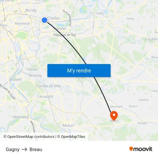 Gagny to Breau map