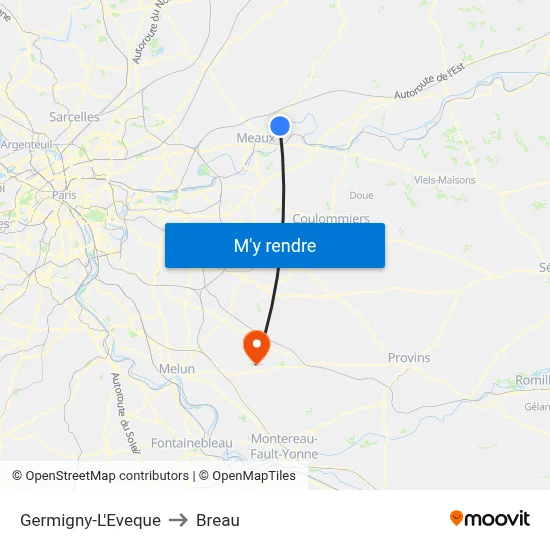 Germigny-L'Eveque to Breau map