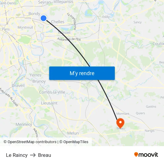 Le Raincy to Breau map