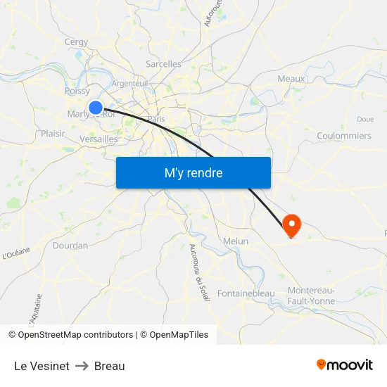 Le Vesinet to Breau map