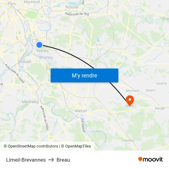 Limeil-Brevannes to Breau map