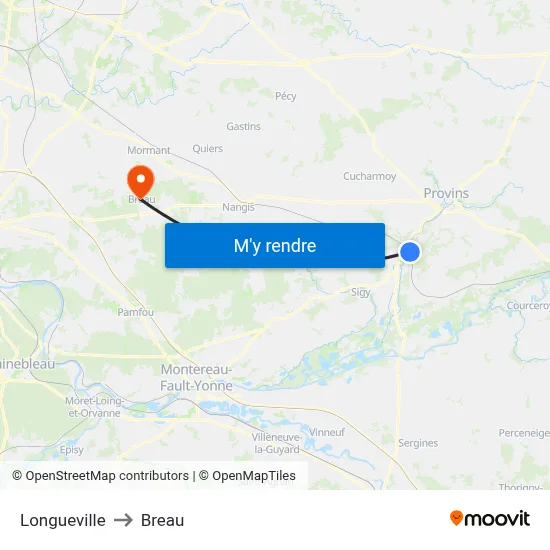 Longueville to Breau map