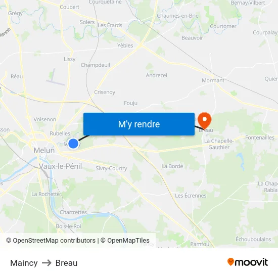 Maincy to Breau map