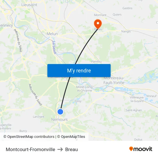 Montcourt-Fromonville to Breau map