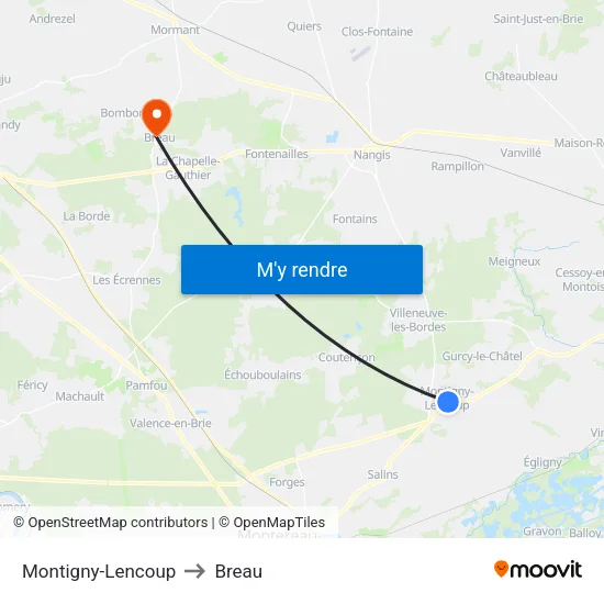 Montigny-Lencoup to Breau map