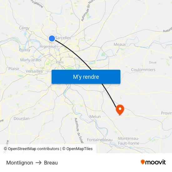 Montlignon to Breau map