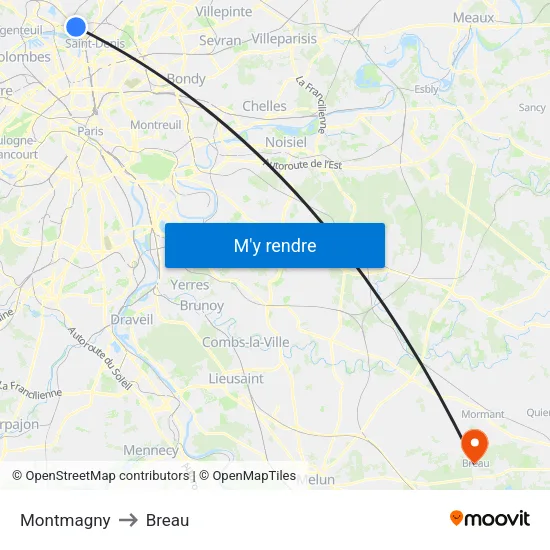 Montmagny to Breau map