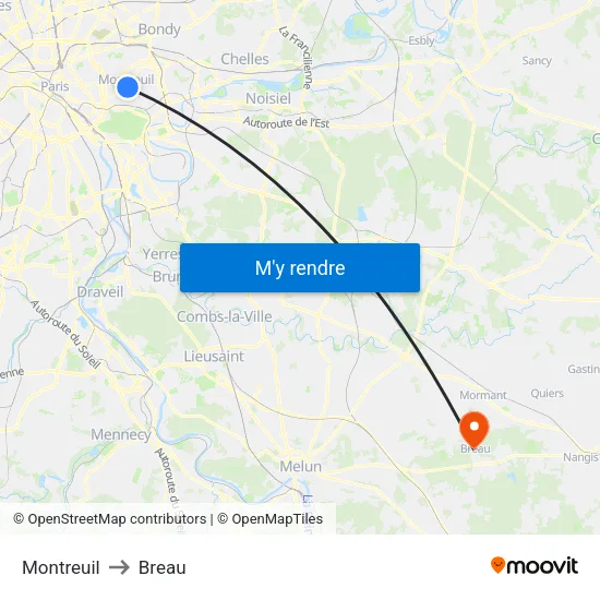 Montreuil to Breau map