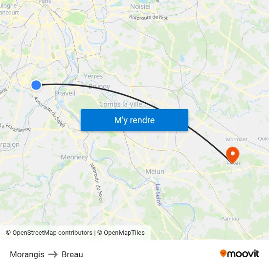 Morangis to Breau map