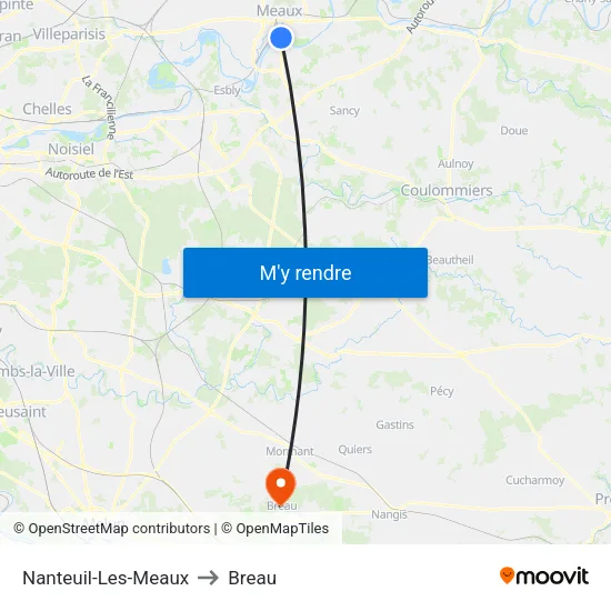 Nanteuil-Les-Meaux to Breau map