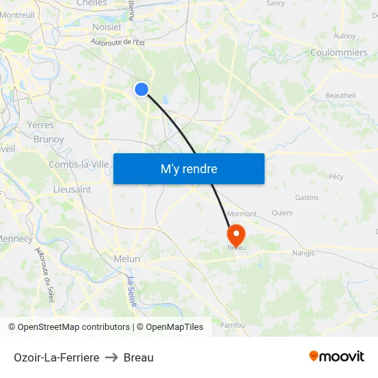 Ozoir-La-Ferriere to Breau map