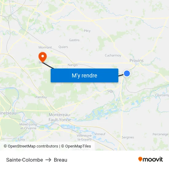 Sainte-Colombe to Breau map