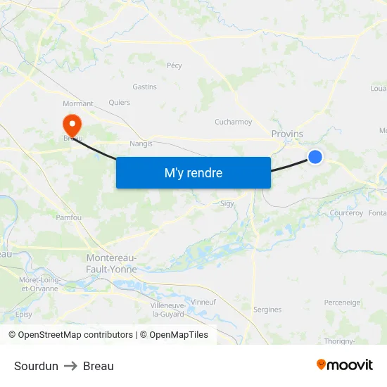 Sourdun to Breau map