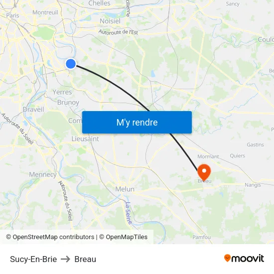 Sucy-En-Brie to Breau map