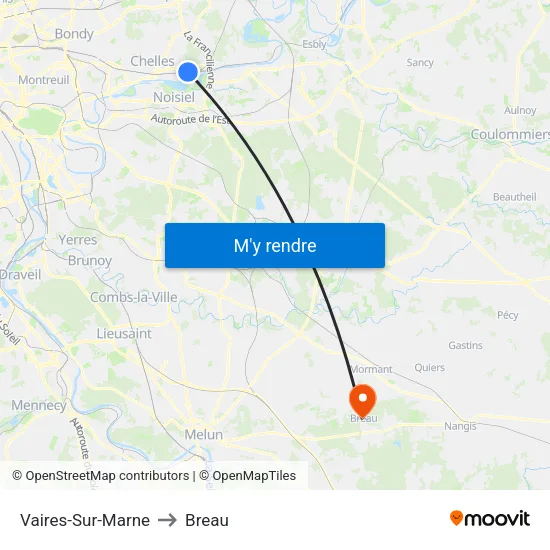 Vaires-Sur-Marne to Breau map