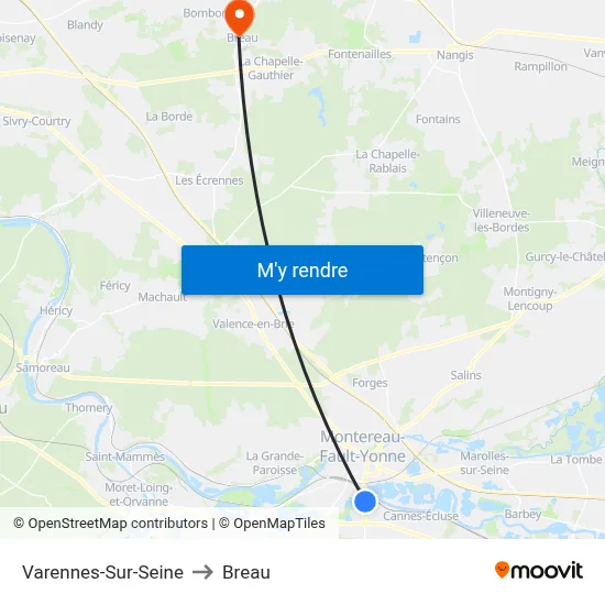 Varennes-Sur-Seine to Breau map