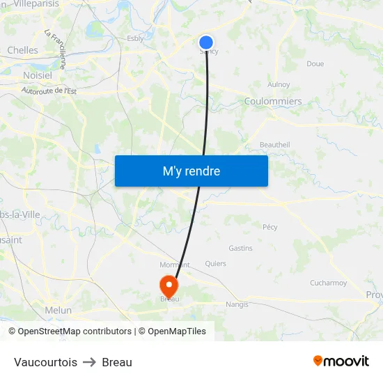 Vaucourtois to Breau map