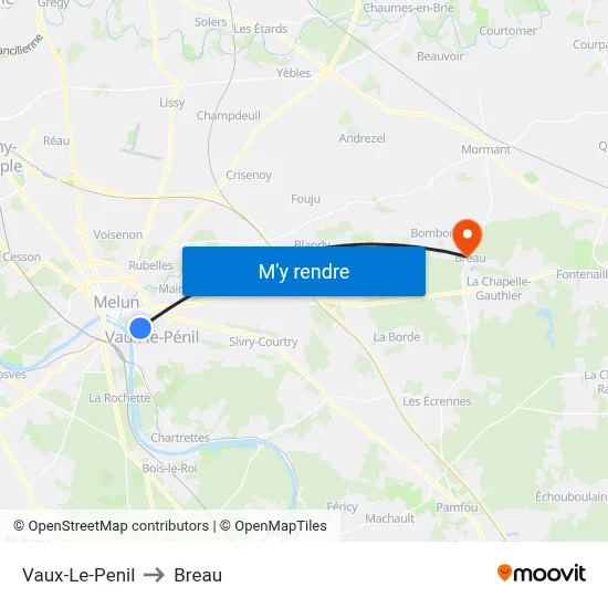 Vaux-Le-Penil to Breau map