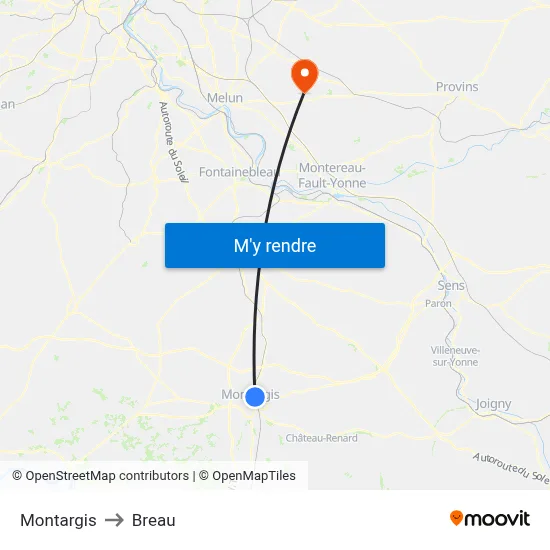 Montargis to Breau map