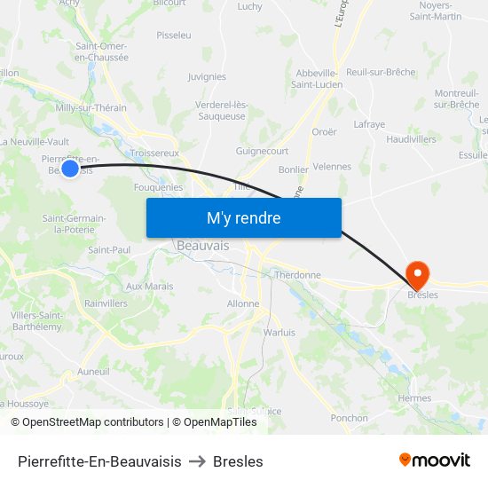 Pierrefitte-En-Beauvaisis to Bresles map