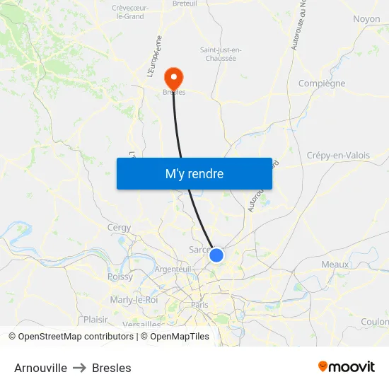 Arnouville to Bresles map