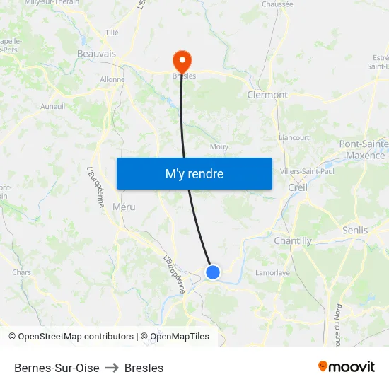 Bernes-Sur-Oise to Bresles map