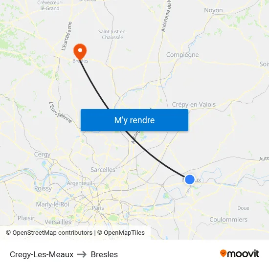 Cregy-Les-Meaux to Bresles map