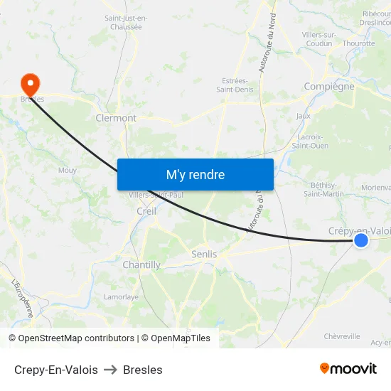 Crepy-En-Valois to Bresles map