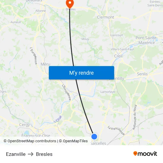 Ezanville to Bresles map