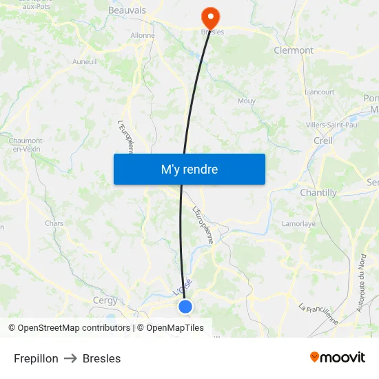 Frepillon to Bresles map