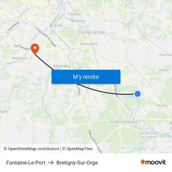 Fontaine-Le-Port to Bretigny-Sur-Orge map