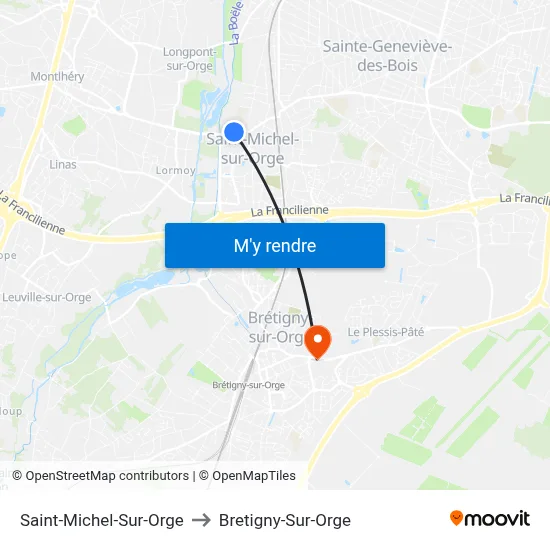 Saint-Michel-Sur-Orge to Bretigny-Sur-Orge map